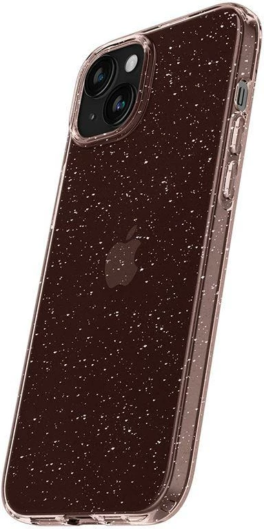 Mbështjellës Spigen Liquid Crystal Glitter për iPhone 15 Plus, Transparent/Rozë