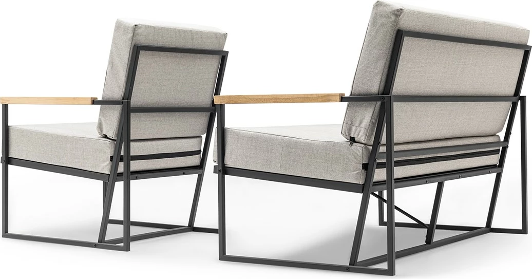 Divan kopshti dy vendësh, Skye Decor, krahë druri, bezhë/zi, 124x83x60cm