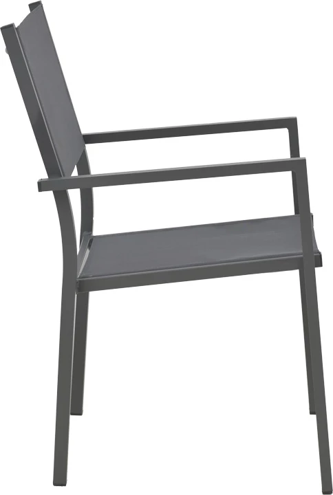 Tavolinë me karrige për terasë Appa-Moly, alumin dhe dru kompensat, ngjyrë antracit, set prej 5 pjesësh, Φ120x74cm