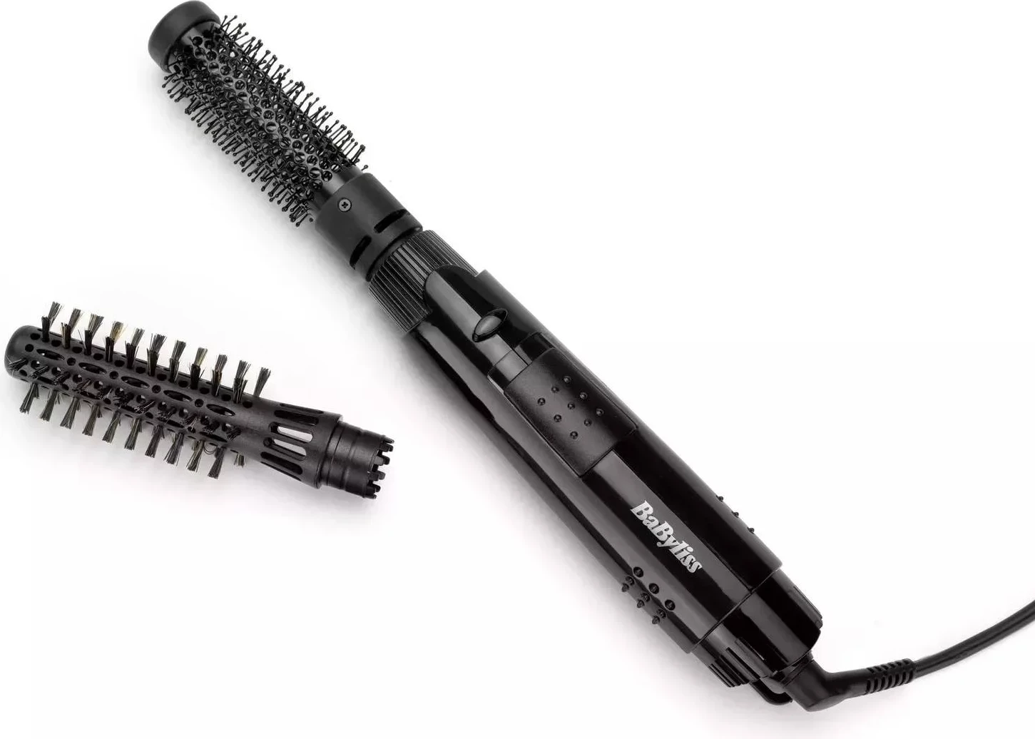 Furçë ajri e ngrohtë 2‑në‑1, BaByliss AS86E, 800 W, 2 koka 38 mm/20 mm, veshje qeramike, kabllo rrotulluese 2 m, e zezë