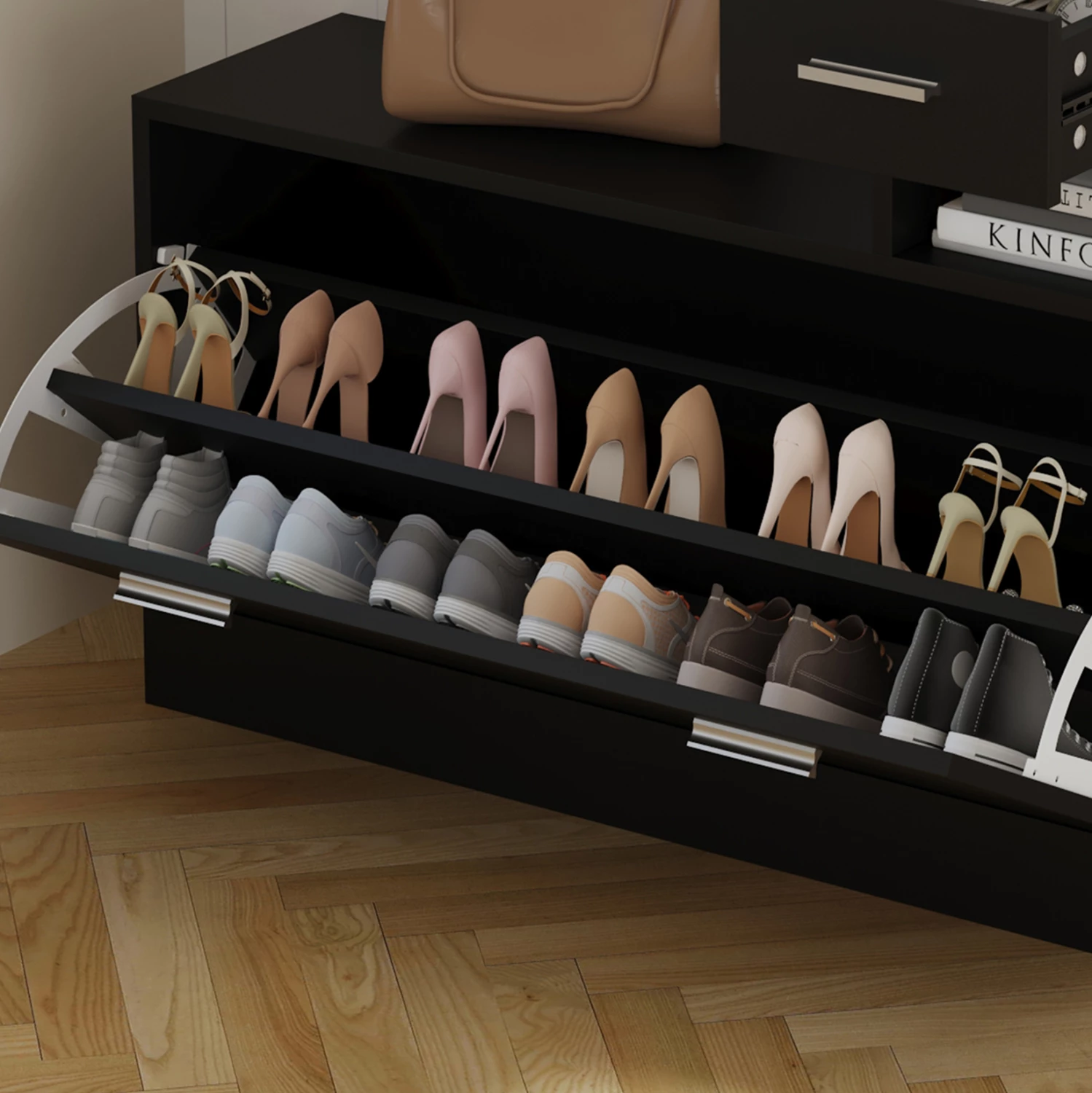 Set për hyrje me pasqyrë GORN FH2473.02 melaminë në ngjyrë wenge 90x24x190Hcm