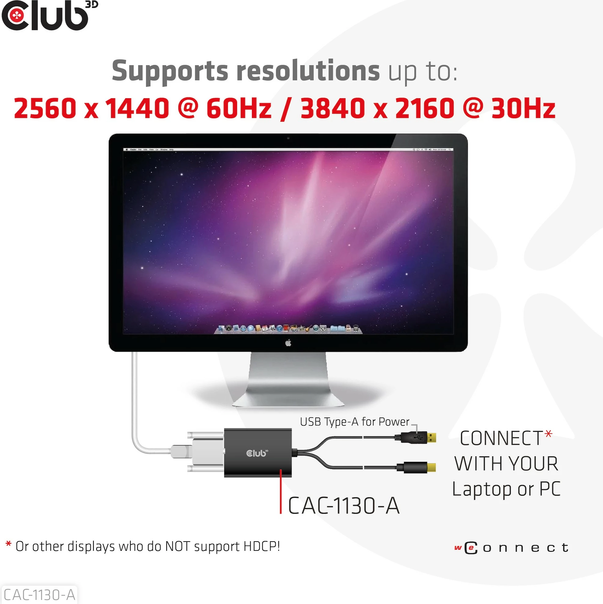 Adapter Club3D Mini DisplayPort në DVI Dual Link, 0.6m, i zi