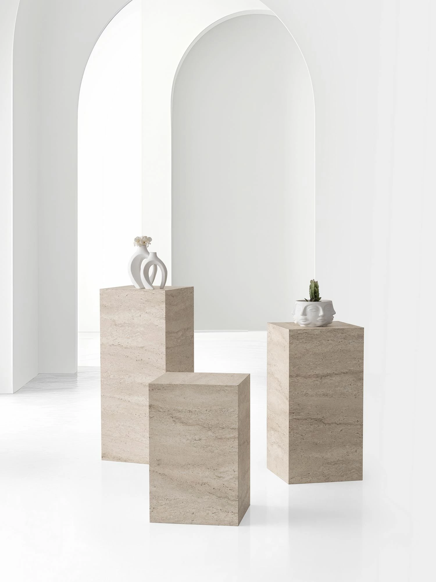 Set mbajtësesh për lule, ngjyrë travertin, Skye Decor, 3 copë, 9540