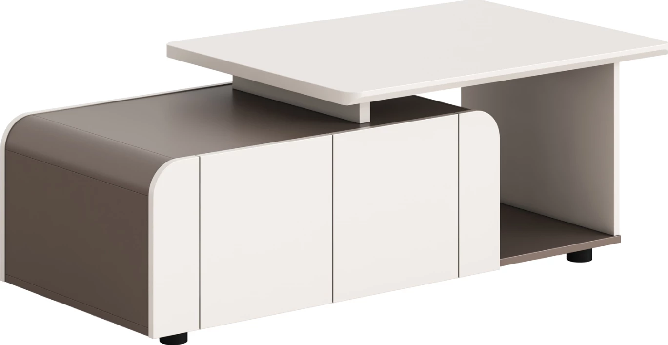 Kabinë e ulët NEWLINE, melaminë, ngjyrë krem e bardhë dhe kafe e çelët, 120x60x42cm