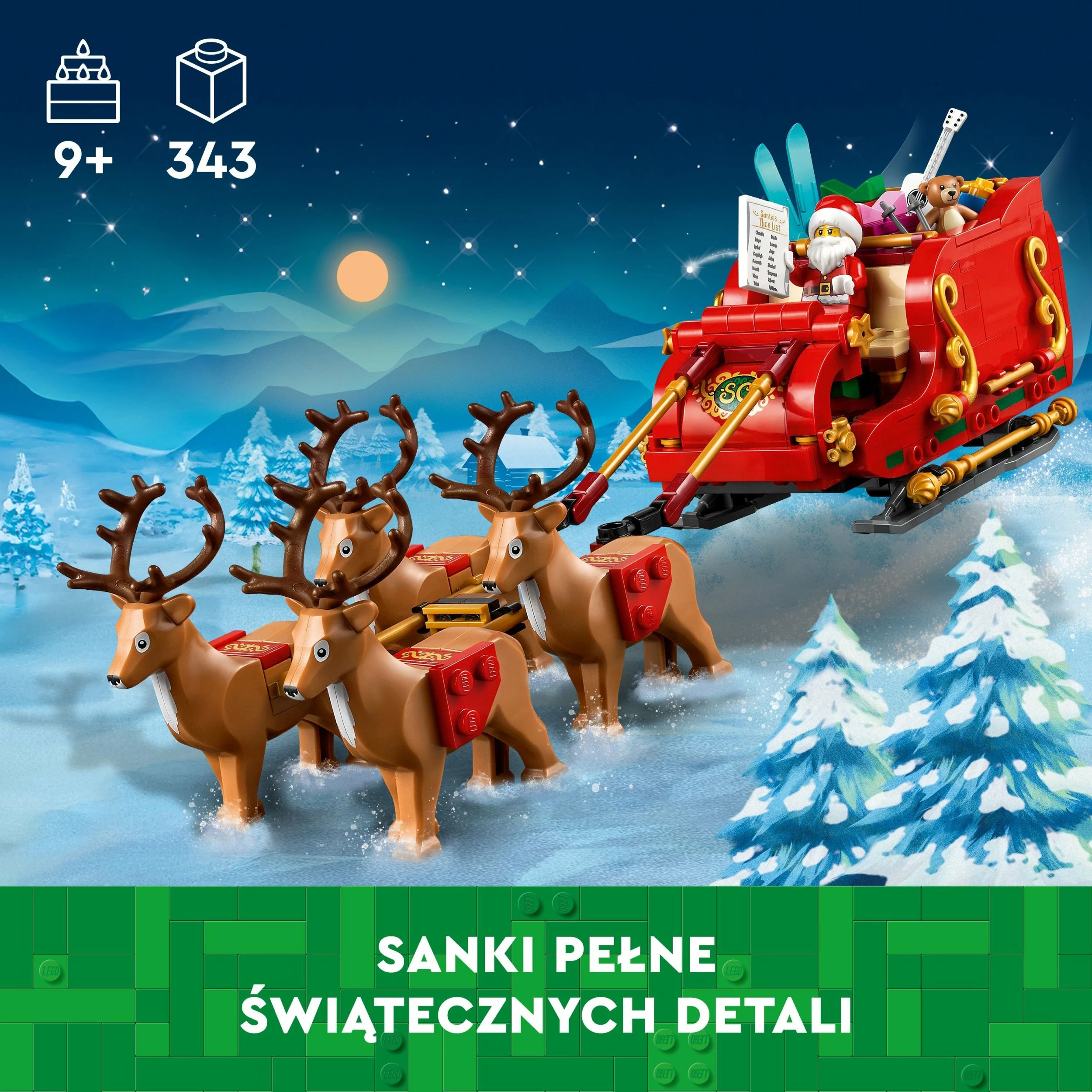 Set ndërtimi LEGO Santa's Sleigh 40499, 343 elemente, 9+