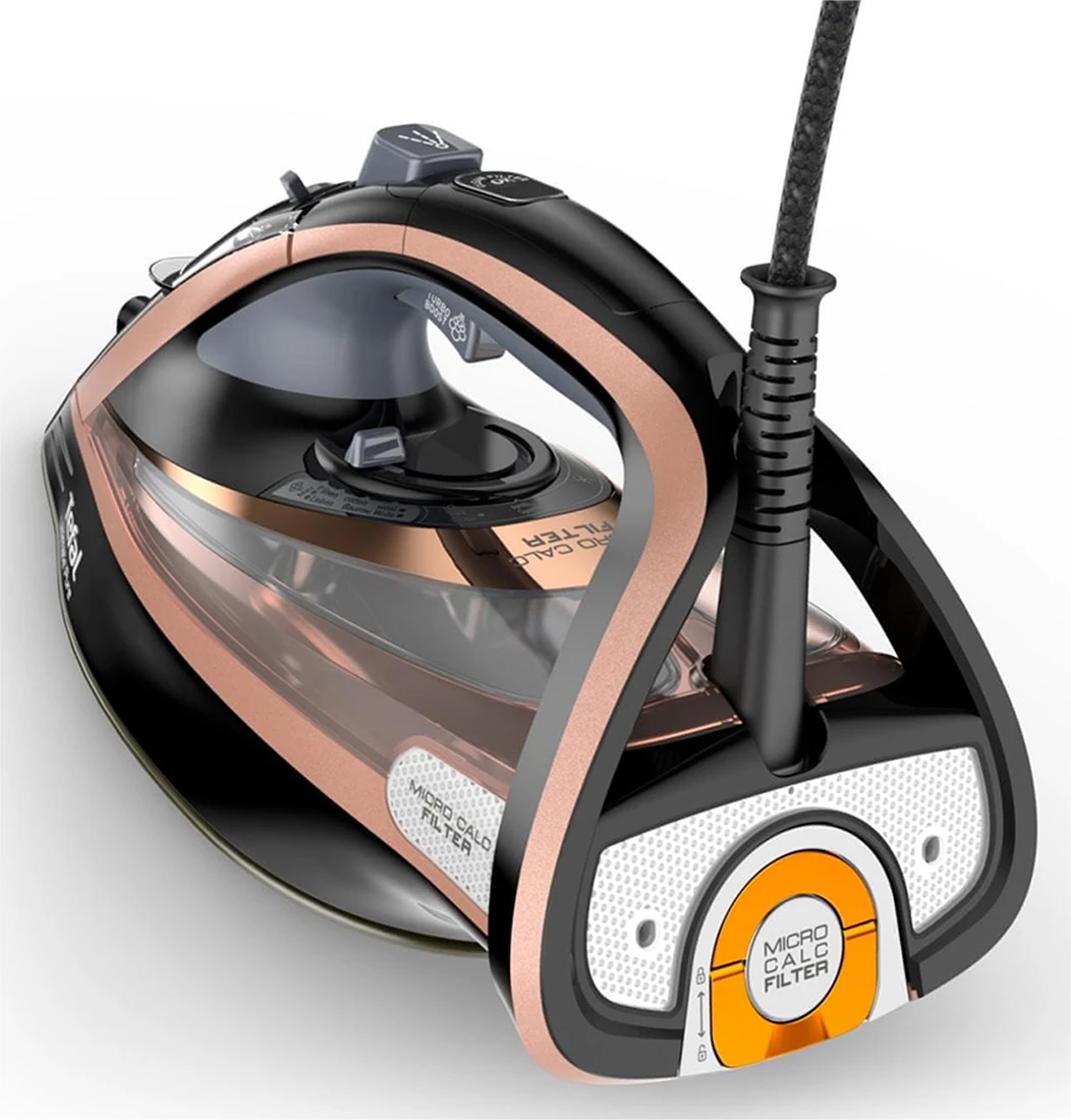 Hekur me avull Tefal Ultimate Pure FV9845E0 3200W 350ml, i zi/rozë-gold