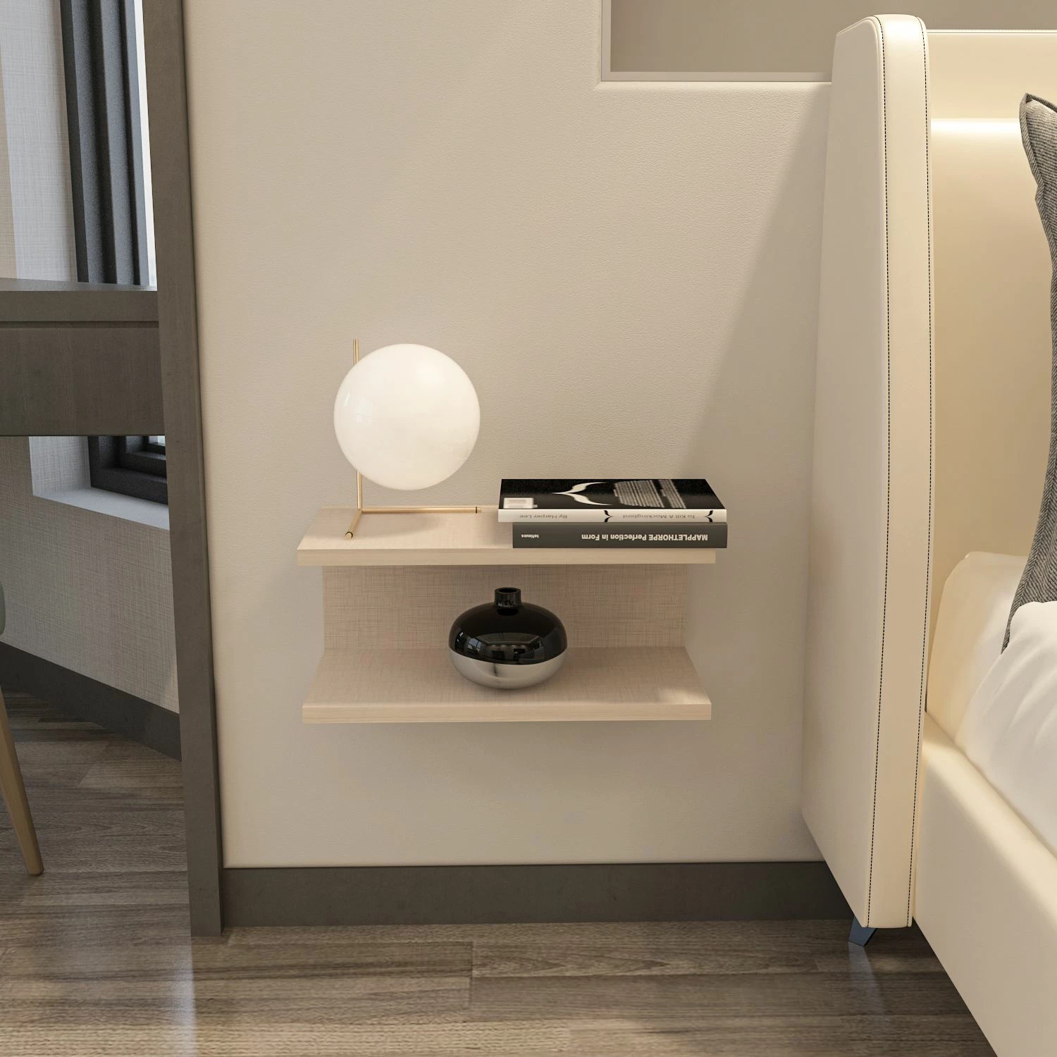 Komodinë natës, ngjyrë bezhë, Skye Decor, Ramira