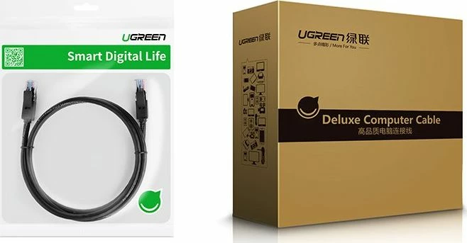 Kabllo Ethernet Ugreen RJ45 Cat6 UTP 2 m, e zezë