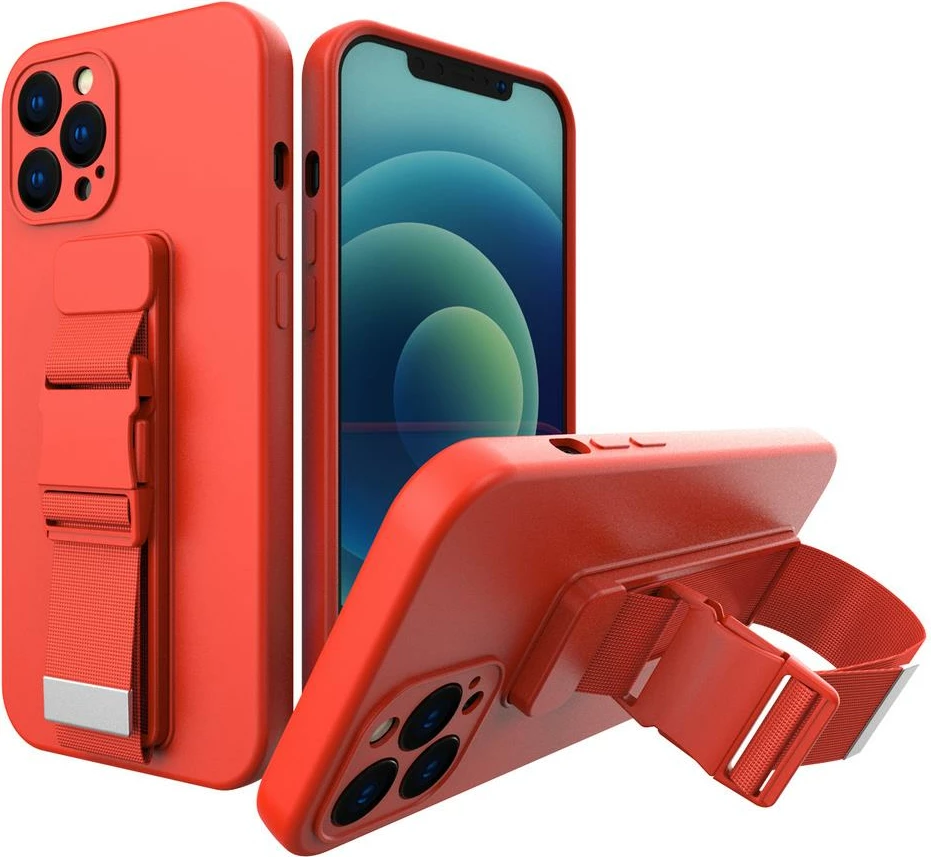 Mbështjellës Hurtel Rope Case me litar, për Xiaomi Redmi Note 10 5G / Poco M3 Pro, Kuqe