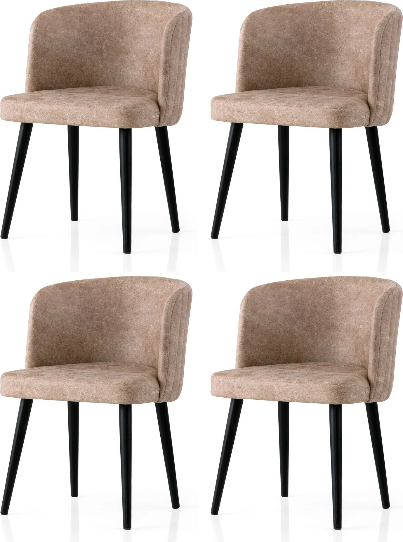 Set karrigesh (4 copë), Hanah Home Zen - 4201 V4, ngjyrë e zezë dhe bezhë