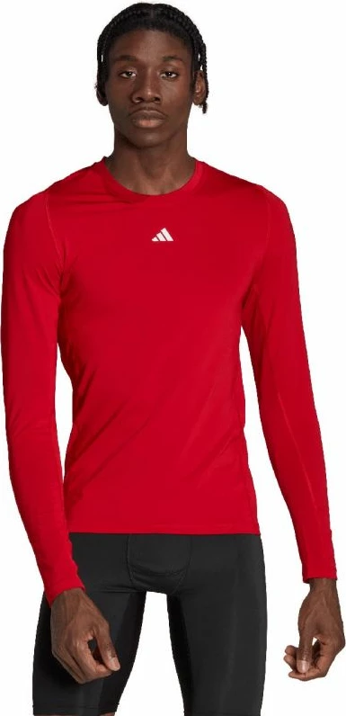 Maicë adidas Techfit Aeroready me mëngë të gjata për meshkuj, e kuqe