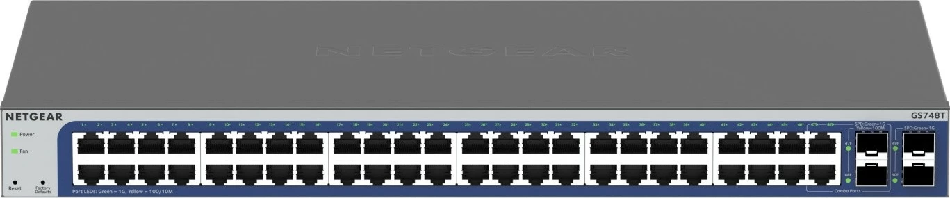 Switch i menaxhuar Netgear GS748T-600EUS, 48 porte Gigabit, 4 porte SFP, Rackmount