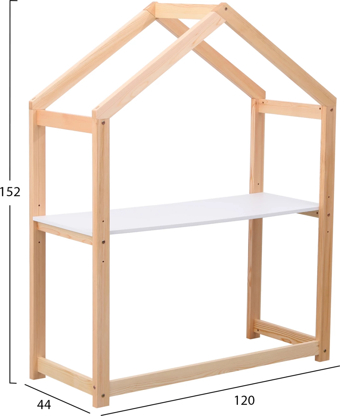 Tavolinë për fëmijë PEPE, dru pishe natyral, melaminë, 120x44x152cm