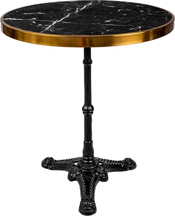 Tavolinë mermeri për kopsht Andeket, Φ70x72cm, e zezë/ari