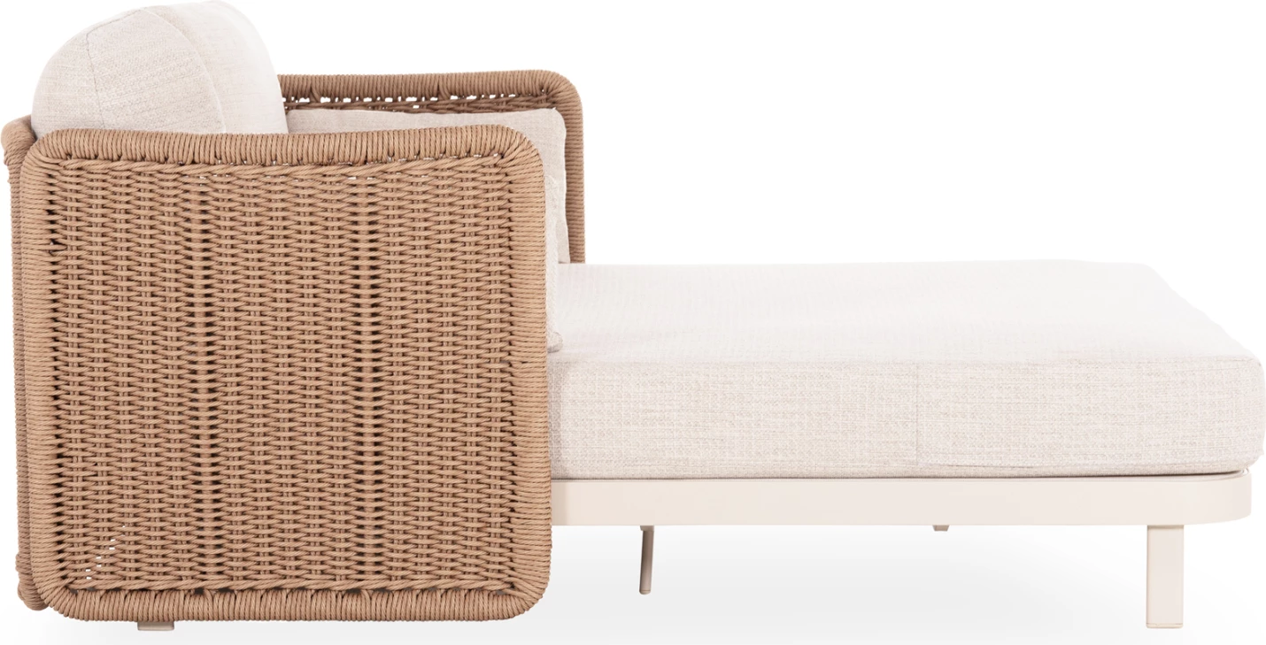 Daybed 2-vendësh DESTINY, alumin ngjyrë fildishi, ratan bezhë, 202x170x73.5cm