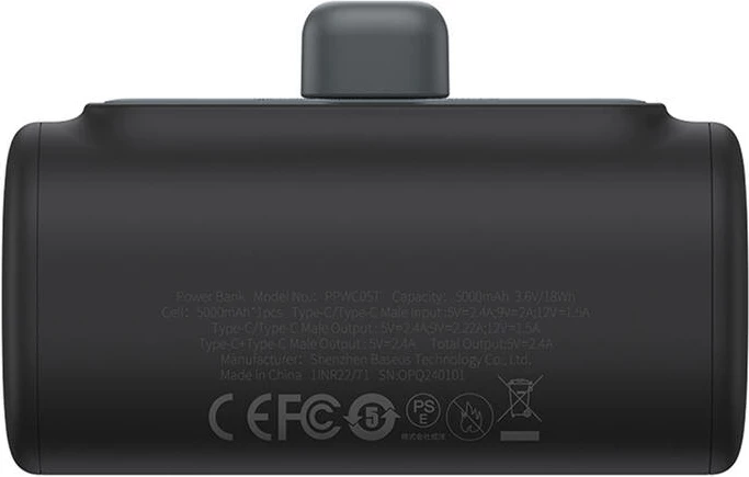 Powerbank Baseus Compact IP 5000mAh 20W, e zezë