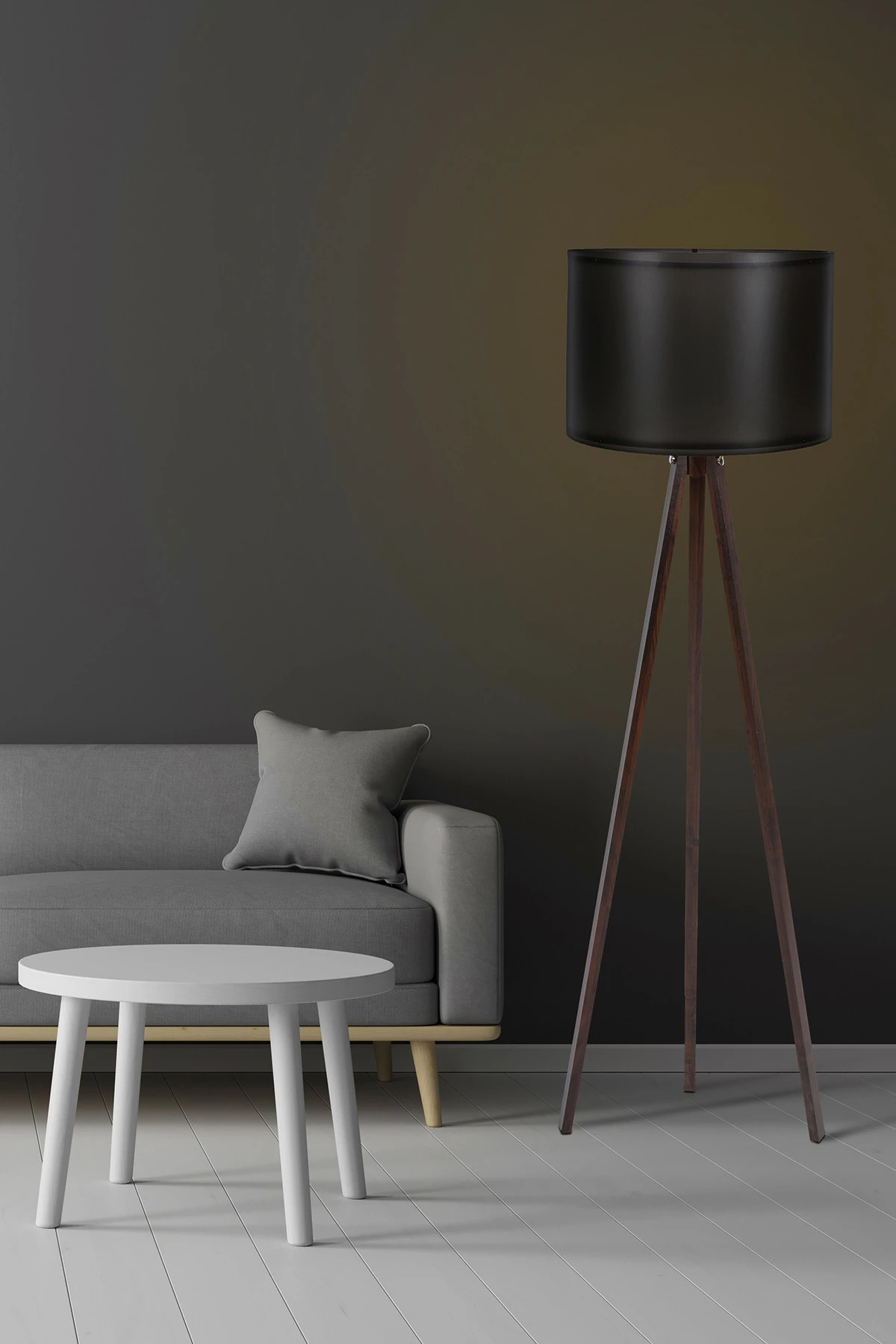 Llambë dyshemeje Opviq, ngjyrë e zezë dhe arre, 145 cm