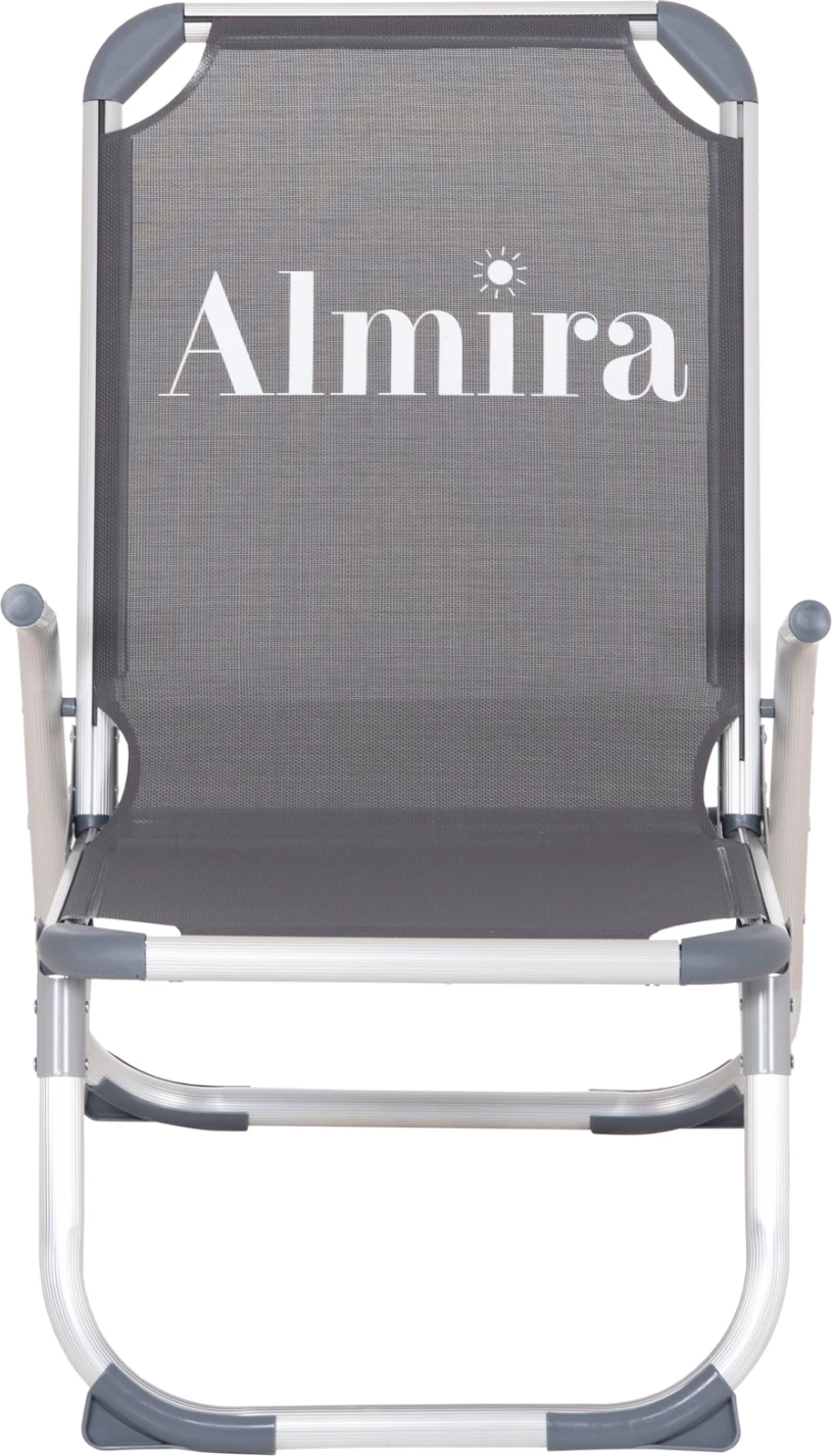 Karrige plazhi e ngritur, alumin i fortë, Almira FH6431.10, tekstilene gri, 53x68x80cm