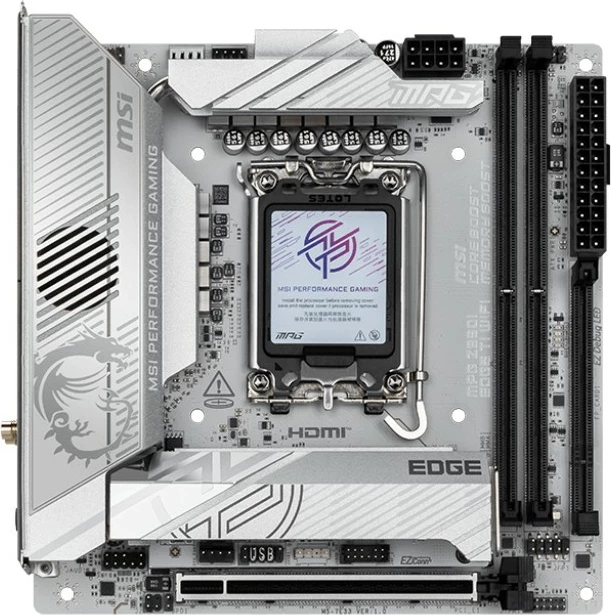 Pllakë amë MSI MPG Z890I EDGE TI WIFI, Intel, LGA 1851, 128 GB, DDR5-SDRAM, Bardhë
