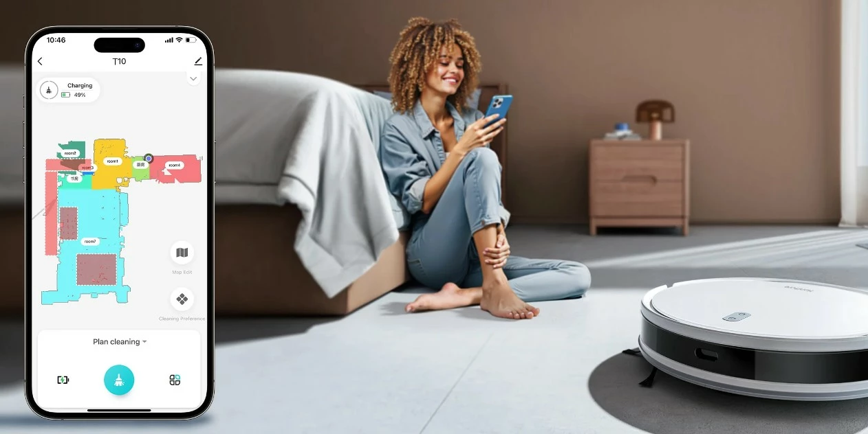 Robot fshesë me korrent Honiture T10 3-në-1 6000Pa LiDAR 2600mAh, e bardhë