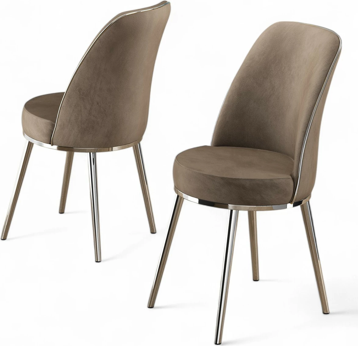 Set karrigesh (4 copë) Hanah Home, Pefa - kapuçino, krom