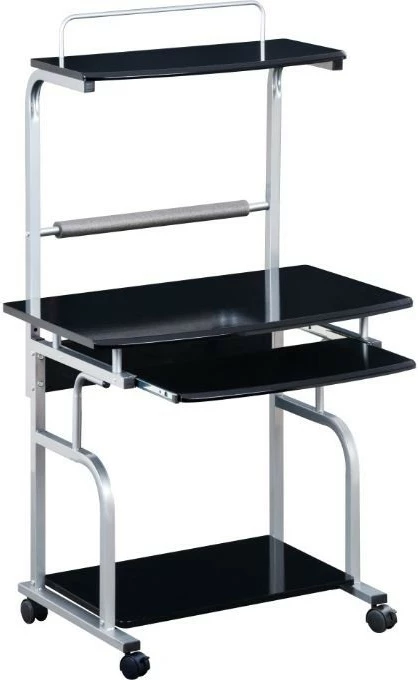 Biurko kompjuterike Techly ICA-TB 7800BK me rafte, e zezë/çelik