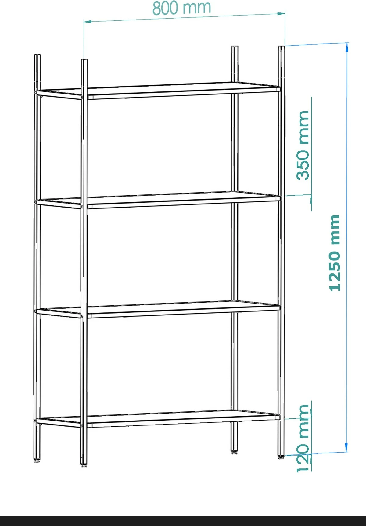 Raft librash Hanah Home Marta, ngjyrë e zezë, xham i tymosur