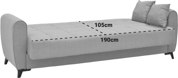 Divan-krevat me depo Lincoln tre ulëse, pëlhurë bezhë, 225x75x85cm