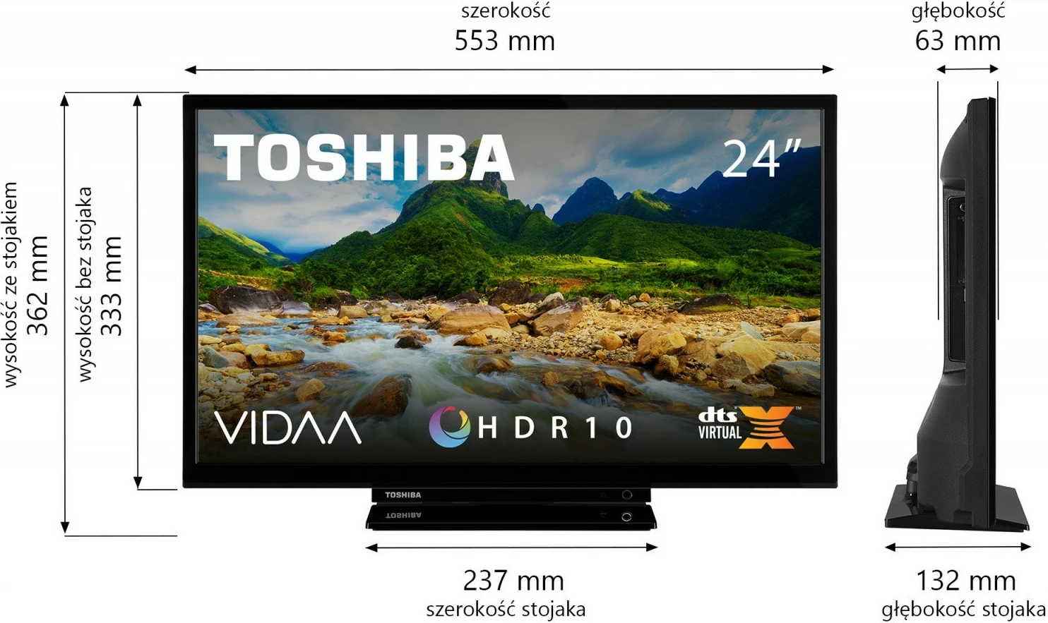 Televizor LED Toshiba 24WV3F63DG, 24 inç, HD Ready, Smart TV, i zi