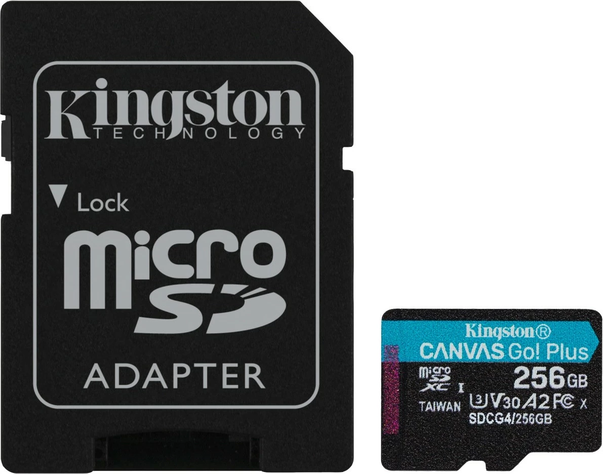 Kartelë memorie Kingston Canvas Go! Plus 256GB microSD me adapter SD