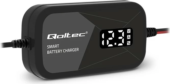 Karikues inteligjent mikroprocesorik Qoltec 52492, 12V, 2A, funksion rigjenerimi qelizash, LCD, i zi