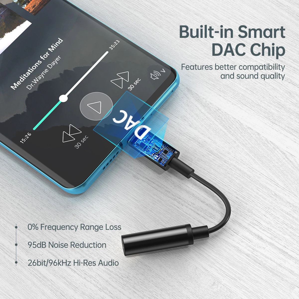 Adapter audio Choetech AUX003, USB-C në 3.5mm, i zi