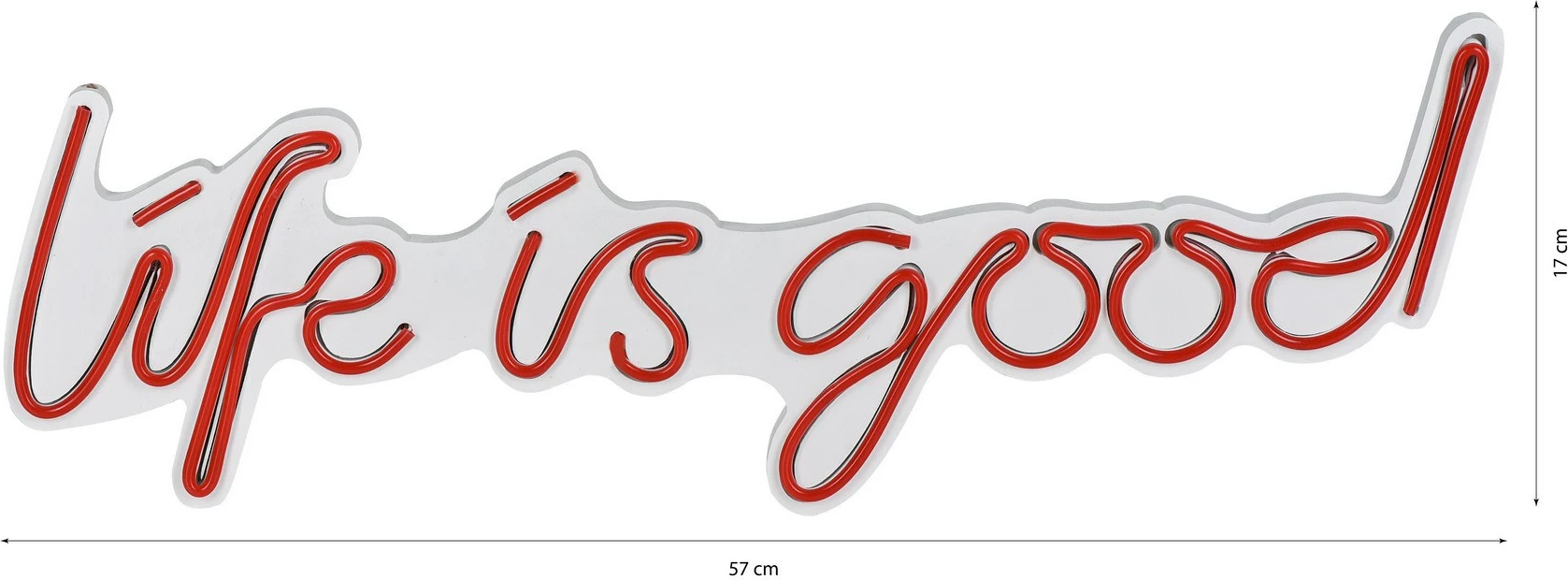 Dekor ndriçues LED plastik, 'Life is good', ngjyrë e kuqe