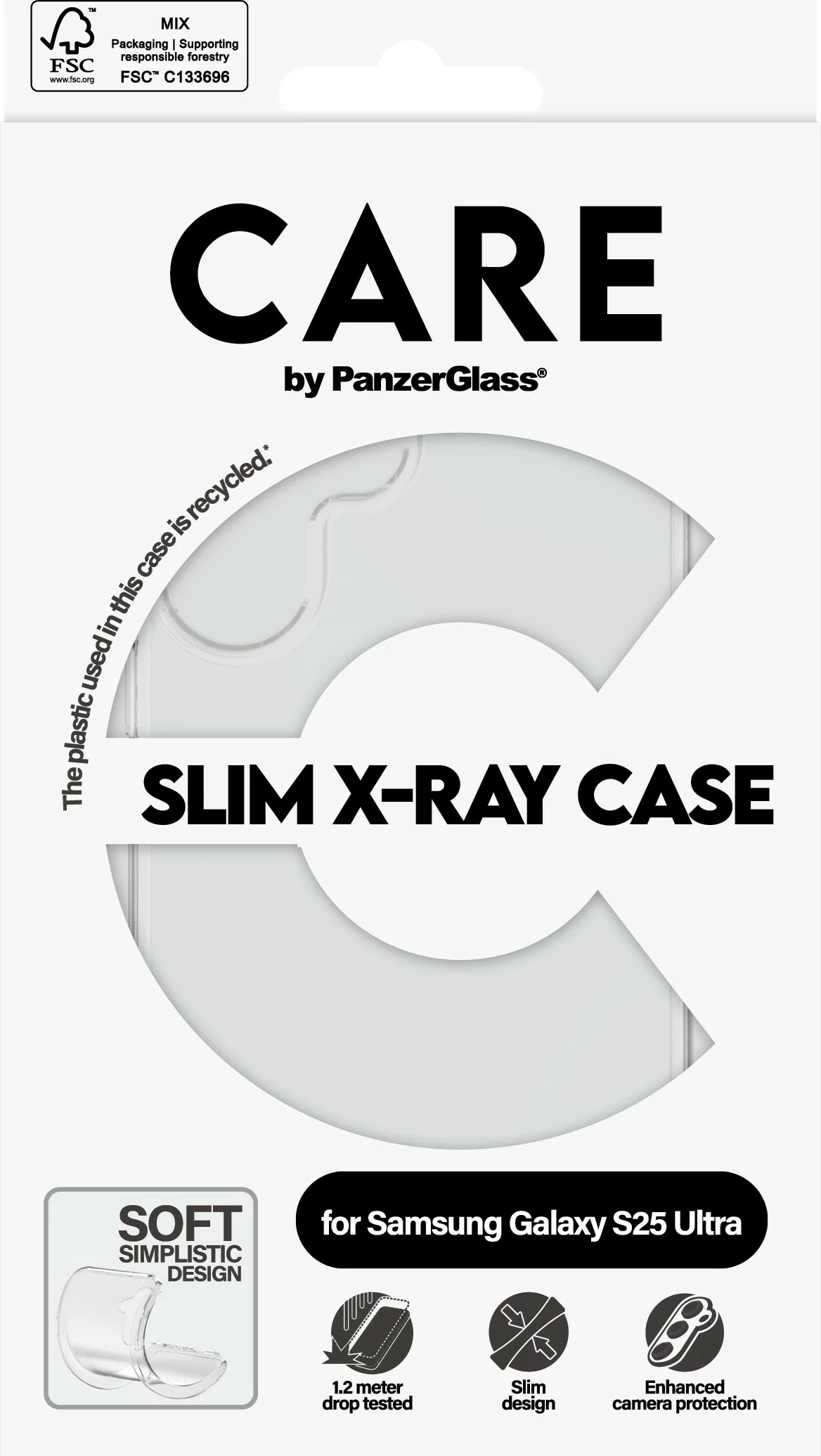 Mbështjellës PanzerGlass CARE Clear X-Ray Soft Basic për Samsung Galaxy S25 Ultra, transparent