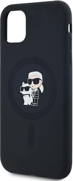 Mbështjellës Karl Lagerfeld Silicone Karl & Choupette MagSafe për iPhone 11/XR, i zi