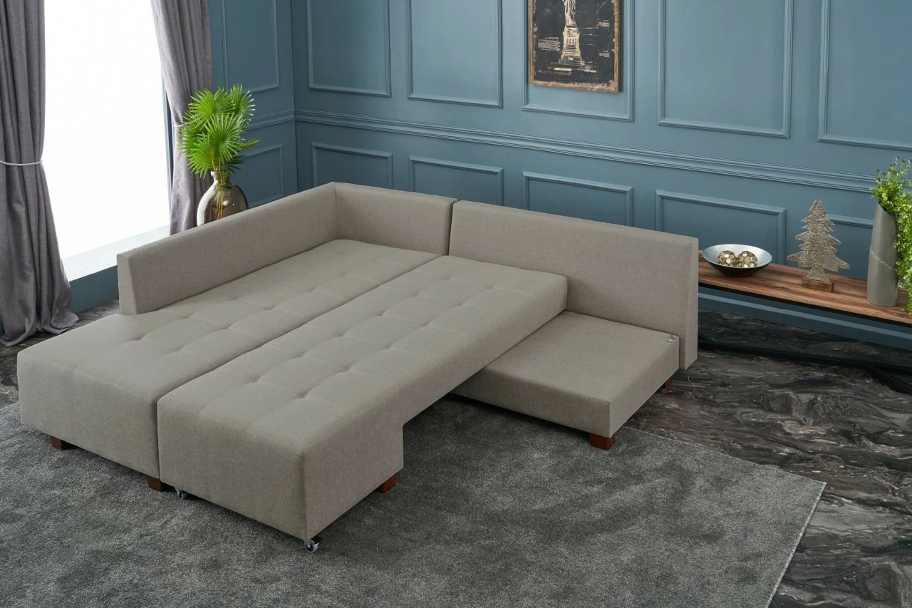 Kënd divan-krevat Atelier del Sofa, kënd majtas, ngjyrë krem