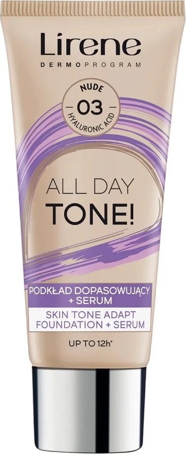 Fondatinë për femra Lirene All Day Tone! Match + Serum 03 Nude, 30ml