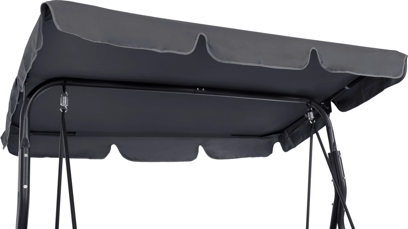 Luhatëse për verandë 3-vendëshe me mbrojtëse dielli LIKID FH5979.01 kornizë metalike dhe pëlhurë gri 170x110x153Hcm