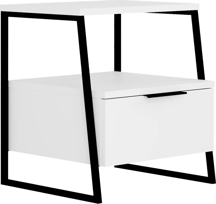 Komodinë Johana, e zezë-bardhë, 45x40x50cm