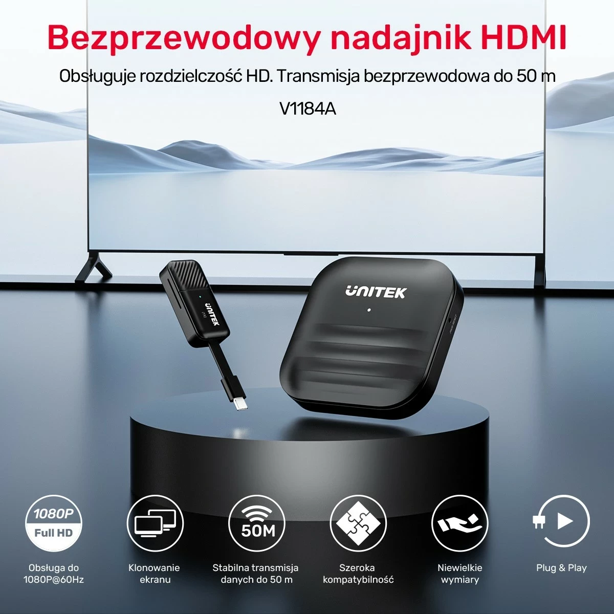 Nadaç HDMI pa kabllo Unitek, 50m, i zi