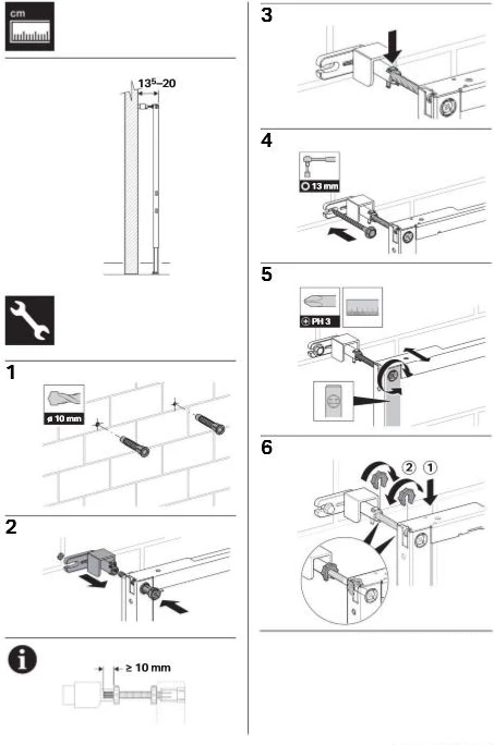 Aksesore montimi Geberit Duofix Spacer Brackets 111.815.00.1, rregullim thellësie 13-20 cm, set
