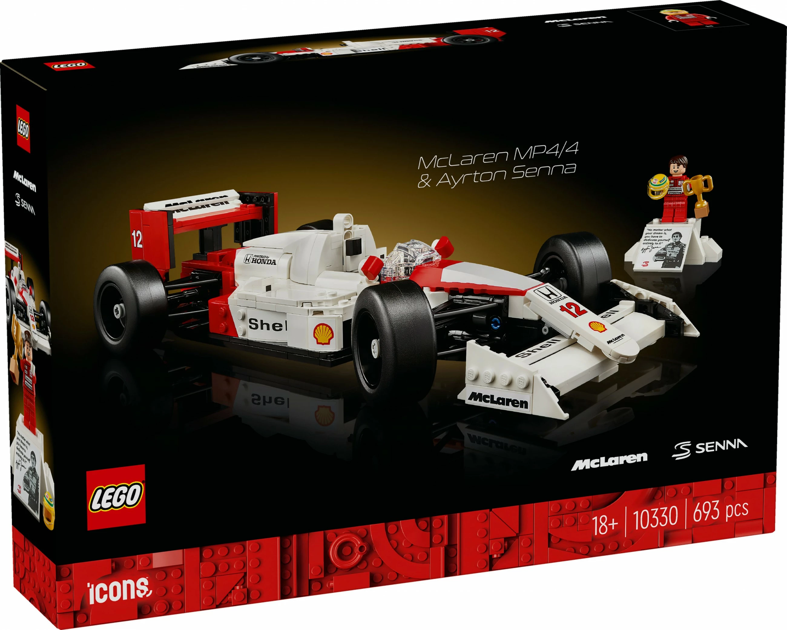 Set ndërtimi LEGO McLaren MP4/4 & Ayrton Senna, 693 pjesë, shumëngjyrësh