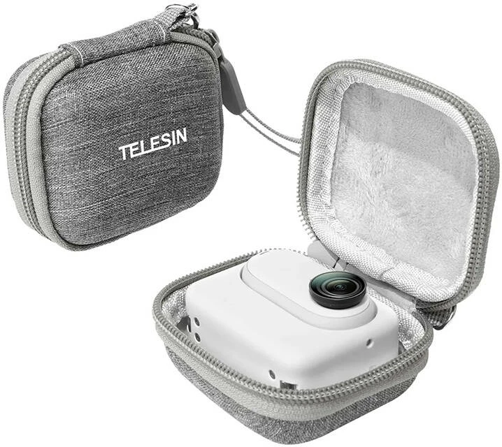Çantë mini për kamerë sportive, Telesin IS-HCC-001, EVA e fortë, kompatibile me Insta360 GO 3 dhe GoPro, gri