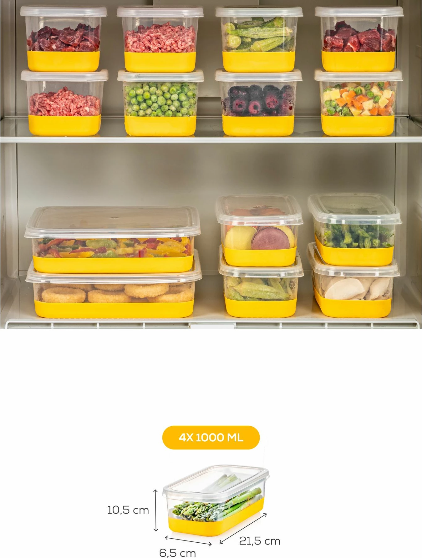 Set organizues për frigorifer (4 copë), Hermia, 4B, e verdhë