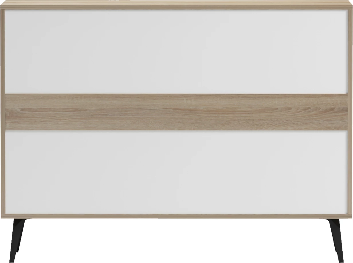Bufe SAVORE, melaminë sonama/gri, këmbë metalike të zeza, 110x35.5x82cm