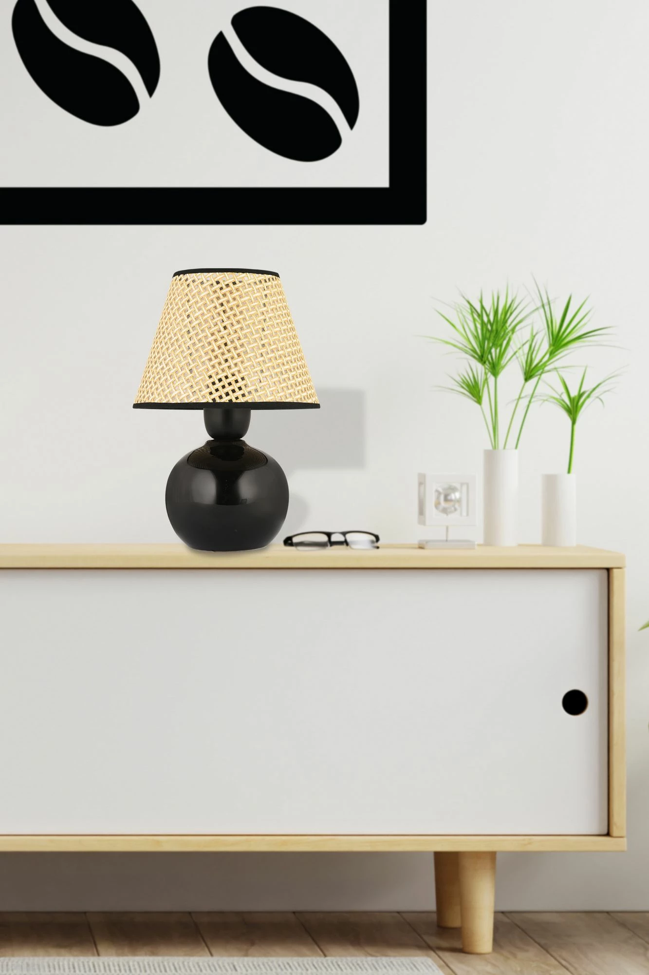 Llambë tavoline Opviq, qeramike, e zezë, 20450