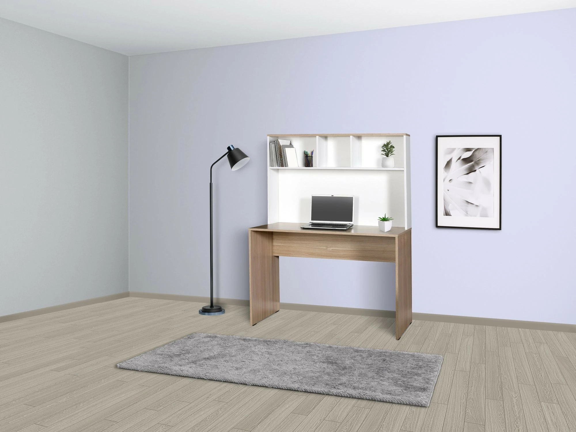 Tavolinë studimi Hanah Home, Cmu-830-Mb-1, ngjyrë lis dhe e bardhë