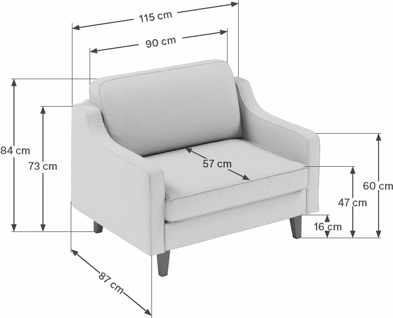 Karrige divan një vendës Robin, kadife karamel, këmbë druri arre
