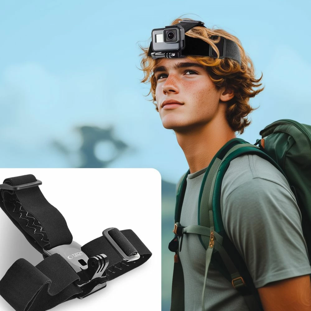 Mbajtës koke Tech-Protect GA100 për GoPro/DJI, i zi