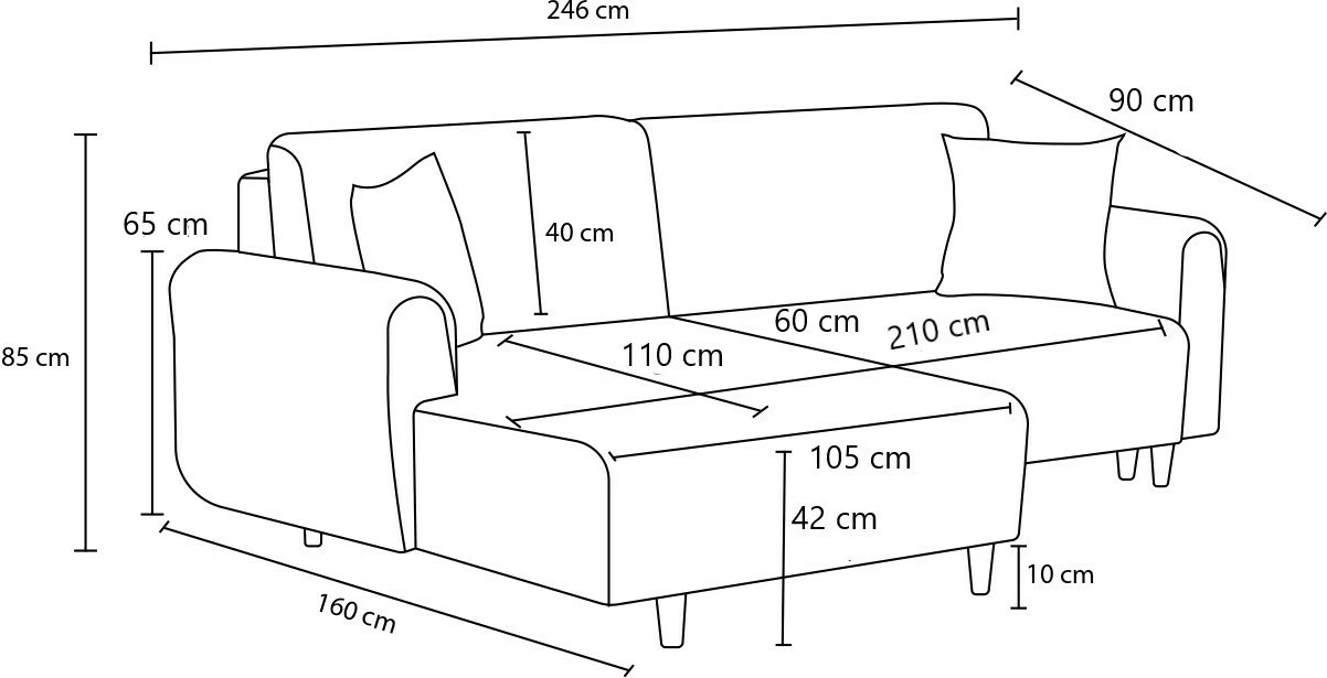Kënd divan-krevat Atelier del Sofa, Mane majtas, krem